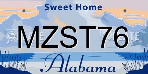 MZST76 Alabama License Plate