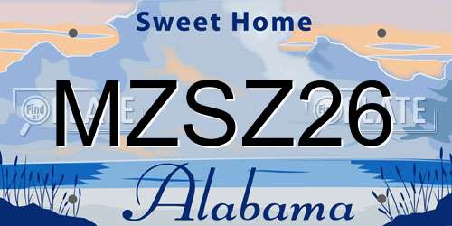 MZSZ26 Alabama License Plate