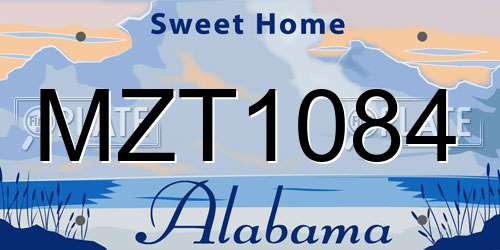 MZT1084 Alabama License Plate