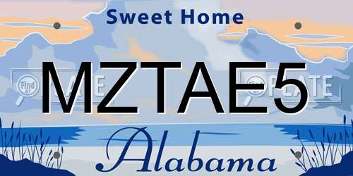 MZTAE5 Alabama License Plate