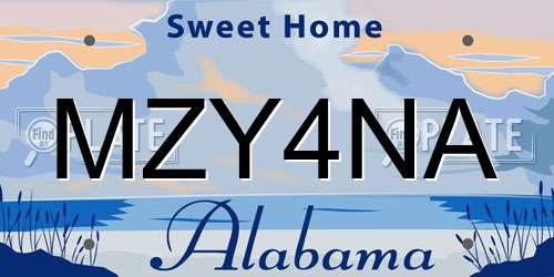 MZY4NA Alabama License Plate