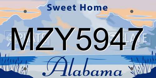 MZY5947 Alabama License Plate