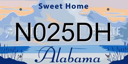 N025DH Alabama License Plate