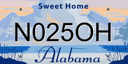 N025OH Alabama License Plate