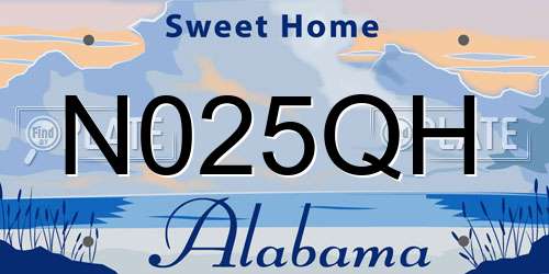 N025QH Alabama License Plate