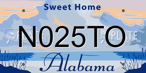 N025TO Alabama License Plate
