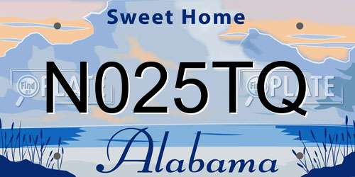 N025TQ Alabama License Plate