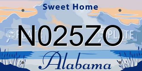 N025ZO Alabama License Plate