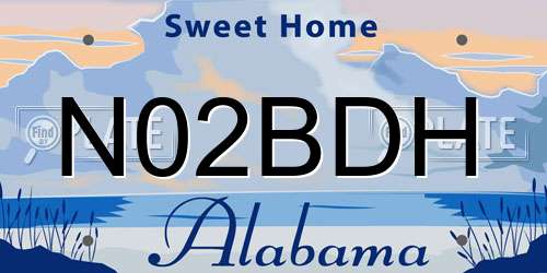 N02BDH Alabama License Plate