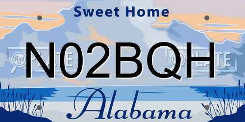 N02BQH Alabama License Plate