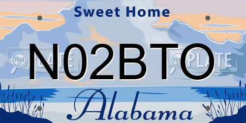 N02BTO Alabama License Plate