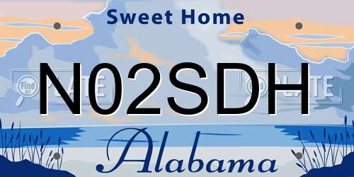 N02SDH Alabama License Plate
