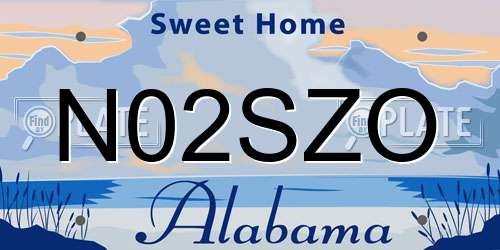 N02SZO Alabama License Plate