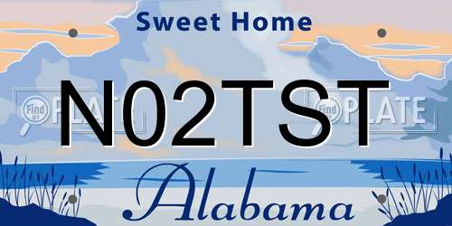 N02TST Alabama License Plate