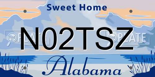 N02TSZ Alabama License Plate