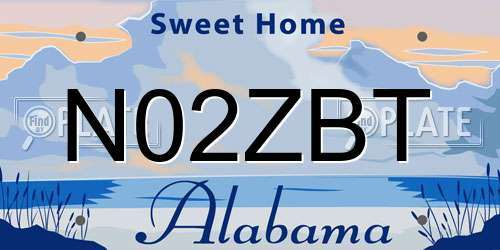 N02ZBT Alabama License Plate