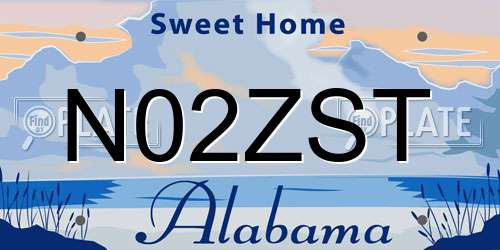 N02ZST Alabama License Plate