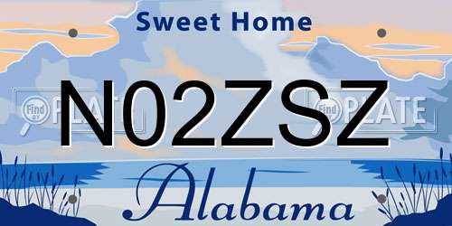 N02ZSZ Alabama License Plate