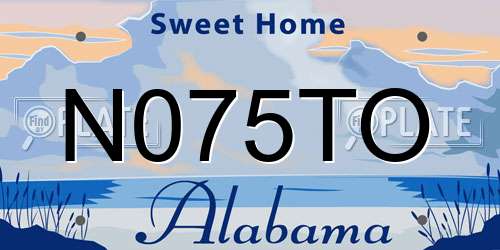 N075TO Alabama License Plate