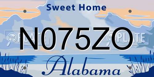 N075ZO Alabama License Plate