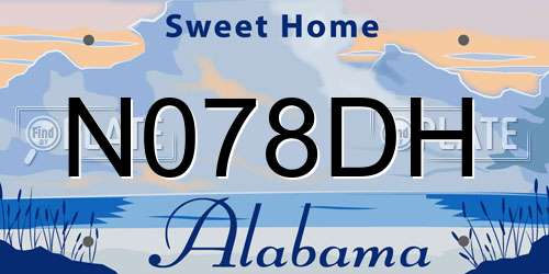 N078DH Alabama License Plate