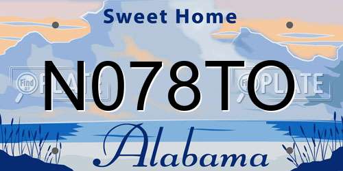 N078TO Alabama License Plate