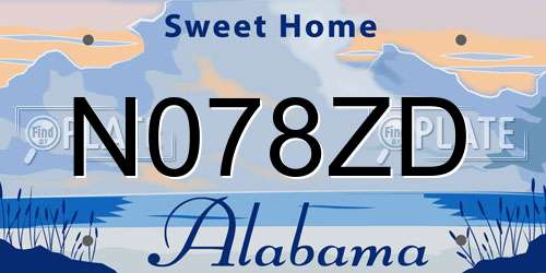 N078ZD Alabama License Plate