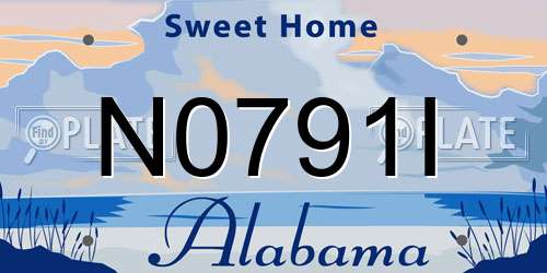N0791I Alabama License Plate