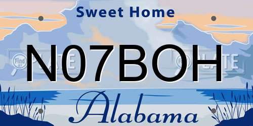 N07BOH Alabama License Plate