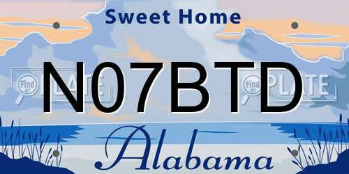 N07BTD Alabama License Plate