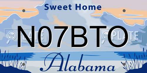 N07BTO Alabama License Plate