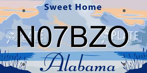 N07BZO Alabama License Plate