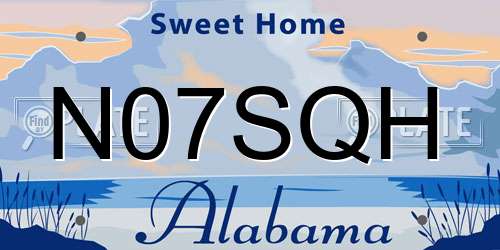 N07SQH Alabama License Plate