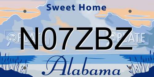 N07ZBZ Alabama License Plate