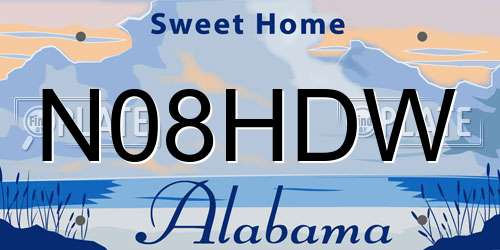 N08HDW Alabama License Plate