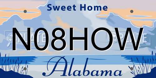 N08HOW Alabama License Plate
