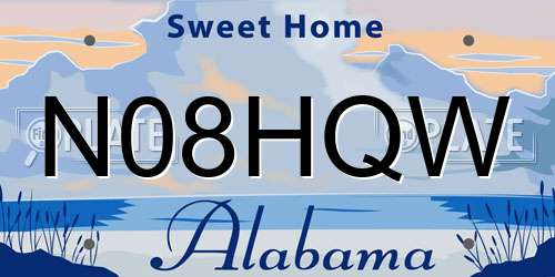 N08HQW Alabama License Plate