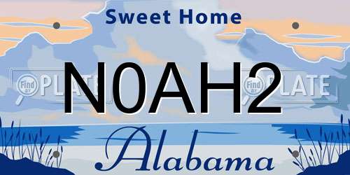N0AH2 Alabama License Plate
