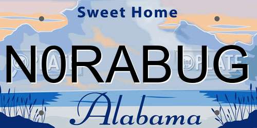 N0RABUG Alabama License Plate
