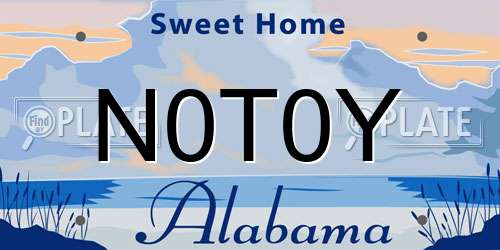 N0T0Y Alabama License Plate