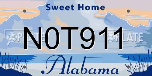 N0T911 Alabama License Plate