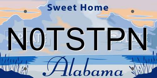 N0TSTPN Alabama License Plate