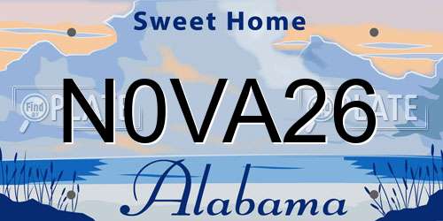 N0VA26 Alabama License Plate