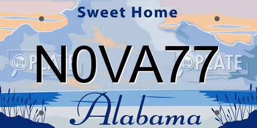 N0VA77 Alabama License Plate