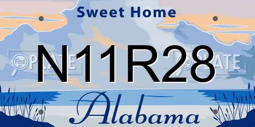 N11R28 Alabama License Plate