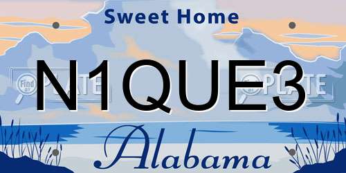 N1QUE3 Alabama License Plate