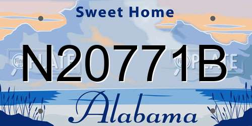 N20771B Alabama License Plate