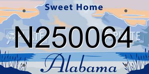 N250064 Alabama License Plate