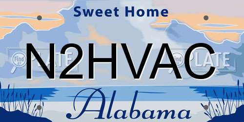 N2HVAC Alabama License Plate