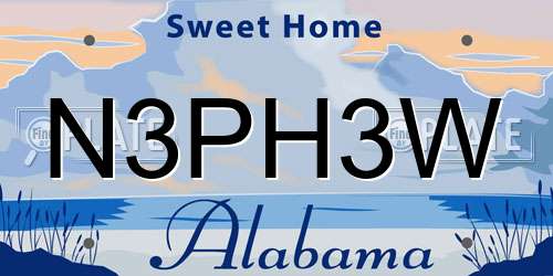 N3PH3W Alabama License Plate